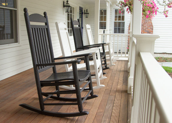 POLYWOOD outdoor rocking chairs on porch